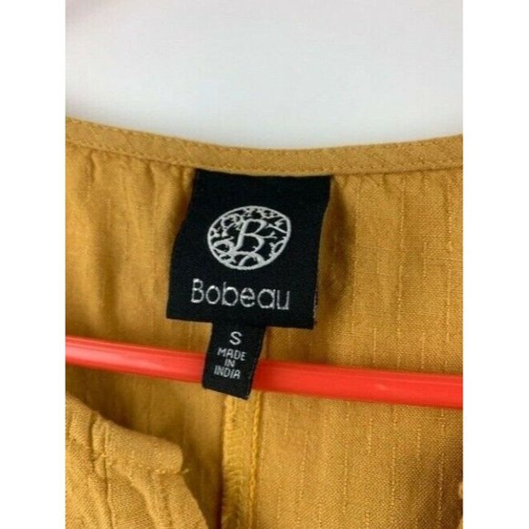 Bobeau Womens Size Small Short Sleeve Top Gold Color V Neck Ruffle Bottom - Picture 4 of 5